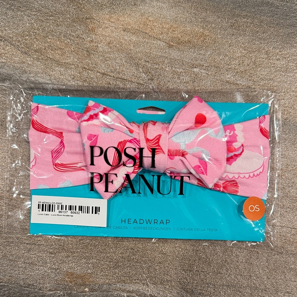Posh Peanut Pink Love Cake bow Headwrap for baby- NWT - Valentine’s Day